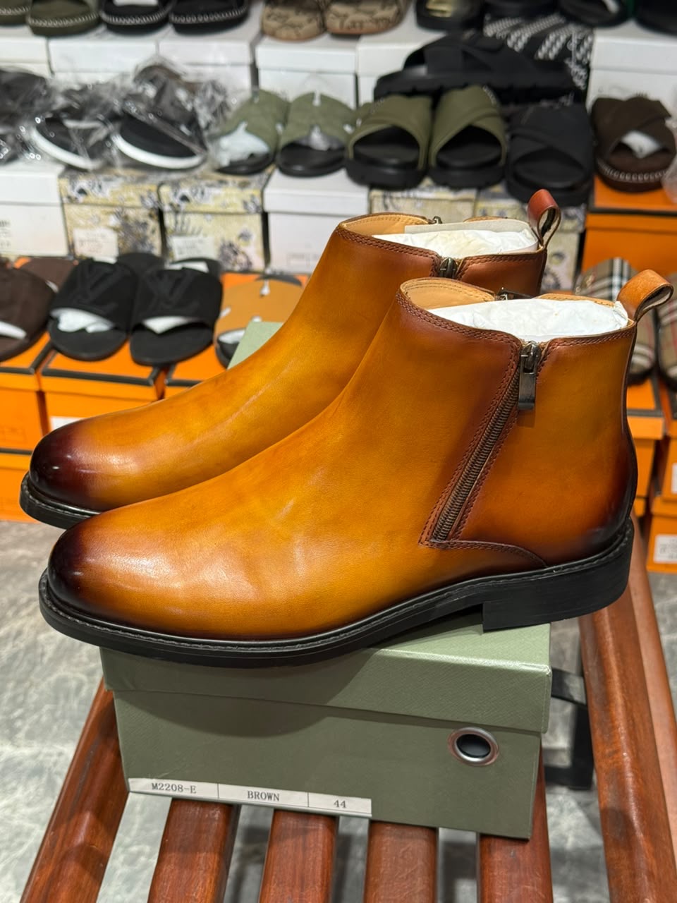 Berlitu Bottes chelsea en cuir authentique