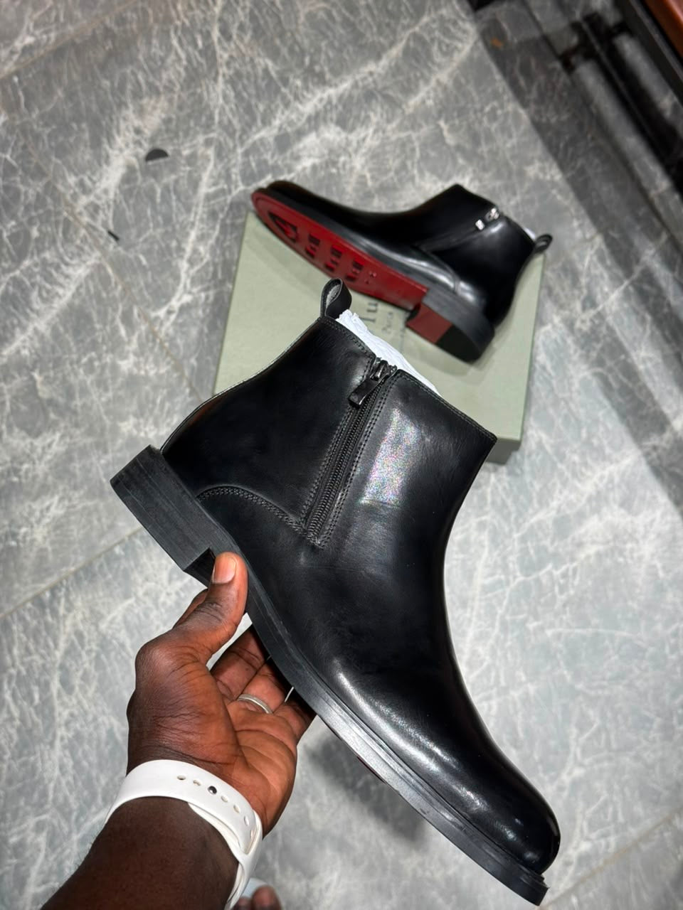Berlitu Bottes chelsea en cuir authentique