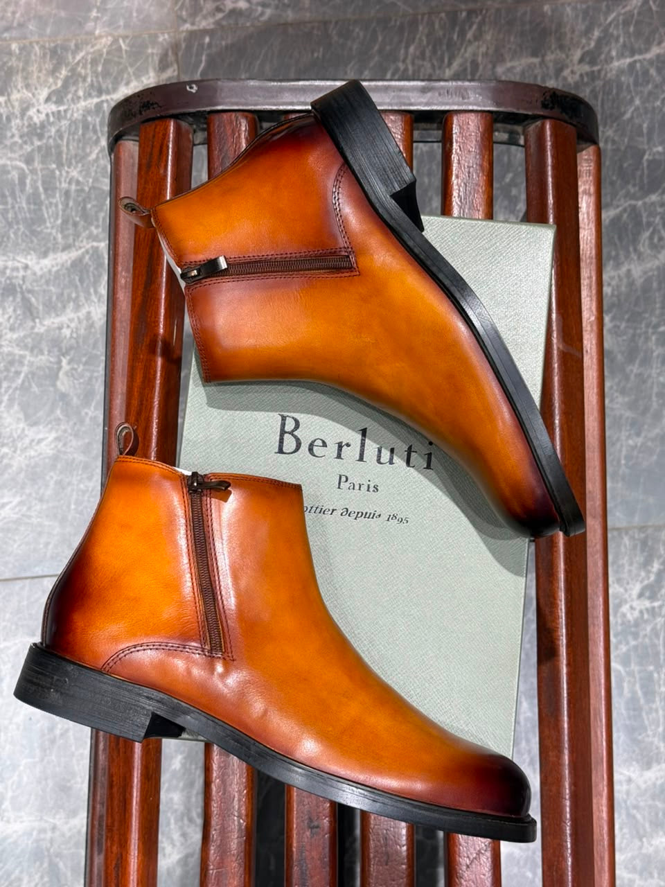 Berlitu Bottes chelsea en cuir authentique