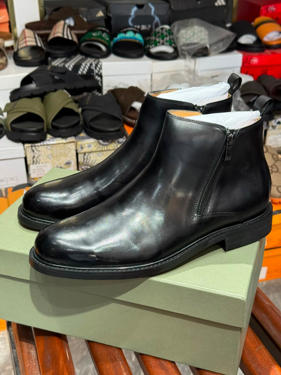 Berlitu Bottes chelsea en cuir authentique