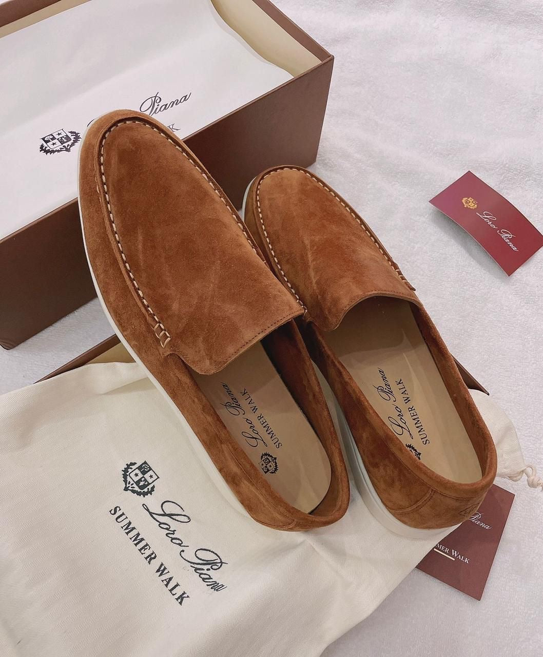 Mocassins Loro Piana en Daim Cuir original