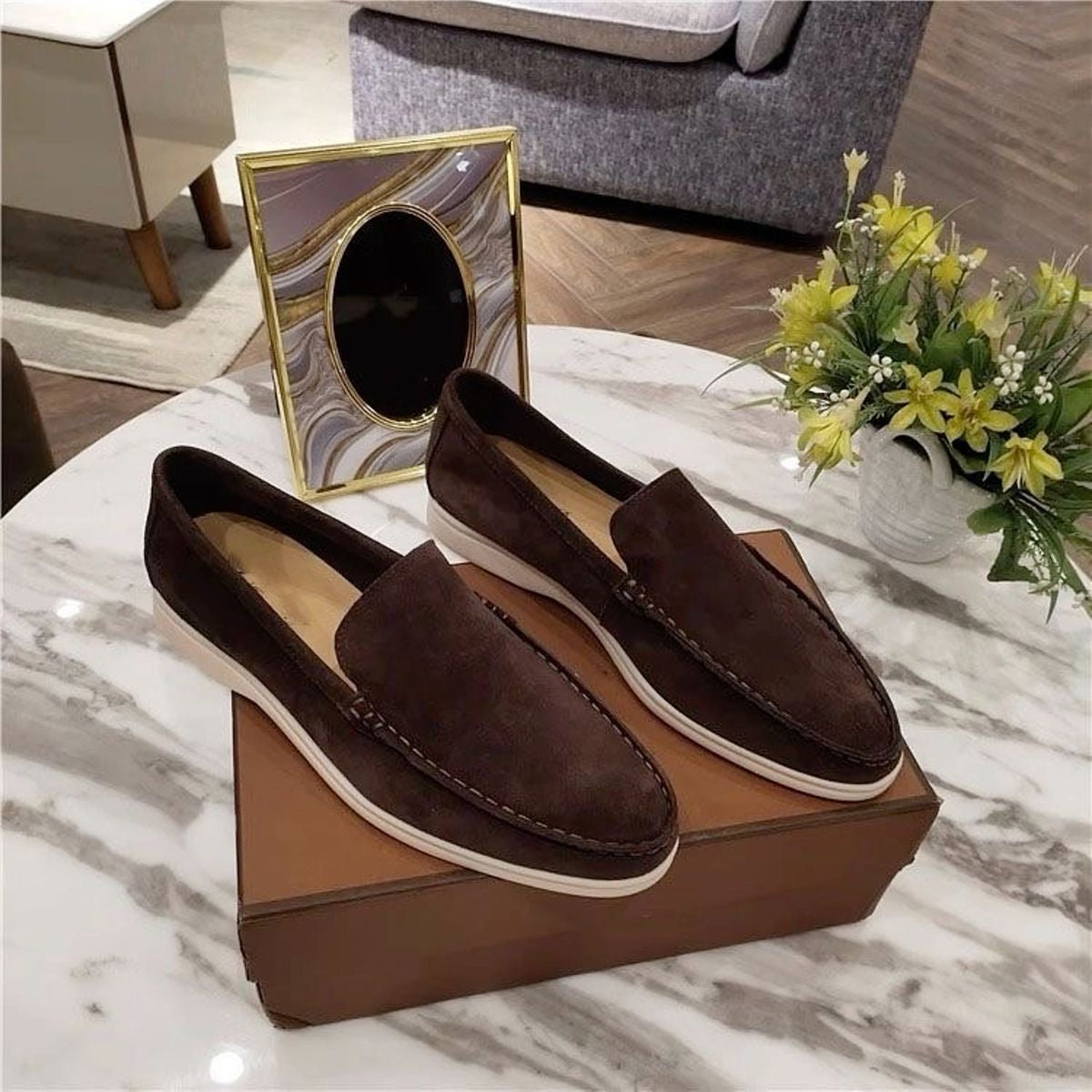 Mocassins Loro Piana en Daim Cuir original