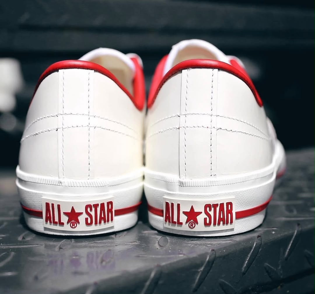 All Star Converse One Star J White/Red en cuir blanc