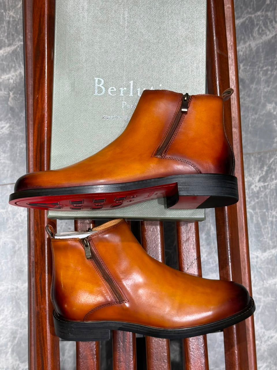 Berlitu Bottes chelsea en cuir authentique